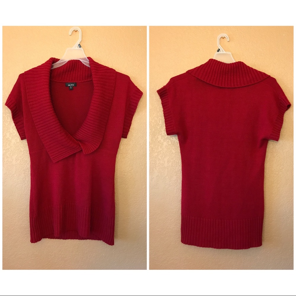 Deep Red Short Sleeve Sweater